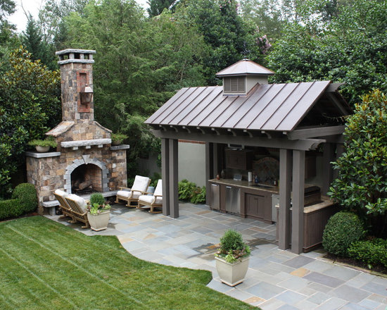 Outdoor Kitchen And Fireplace