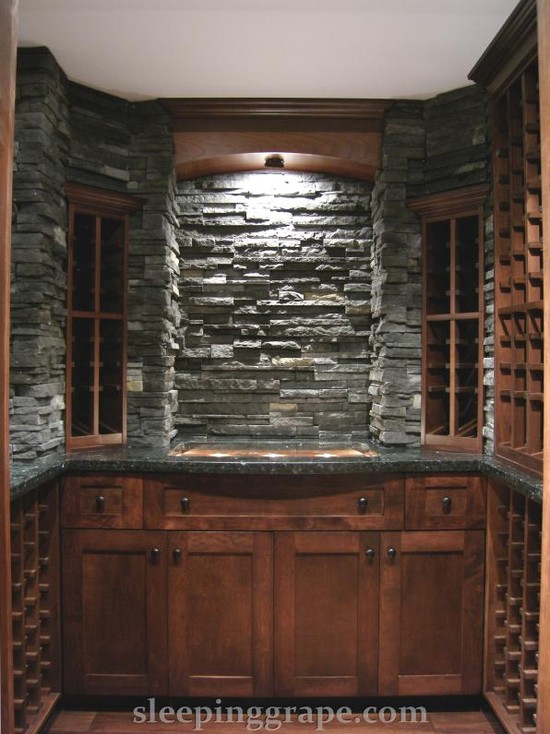 Glass Stone And Maple Wine Cellar